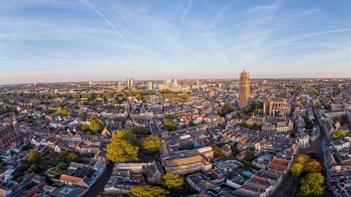 Panoramische luchtfoto van het stadscentrum van Utrecht