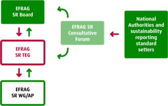 Schematische weergave van de besluitvorming binnen EFRAG